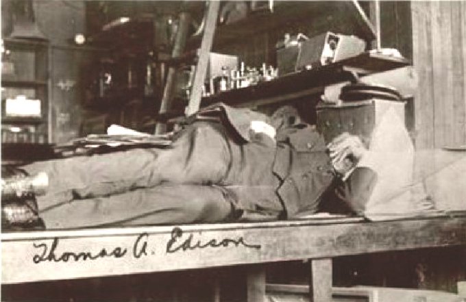 Thomas Edison sleeping